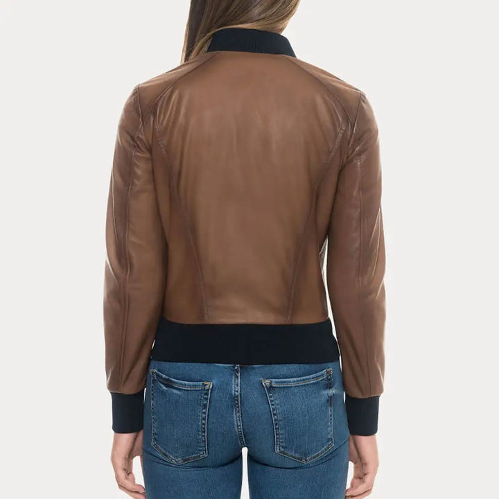 Sugar Brown Lambskin Soft Bomber Jacket