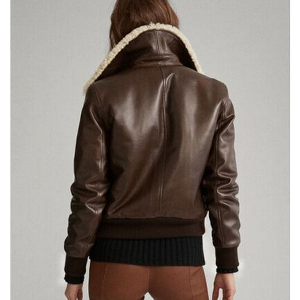 Buy Women Aviator Shearling Leather Jacket