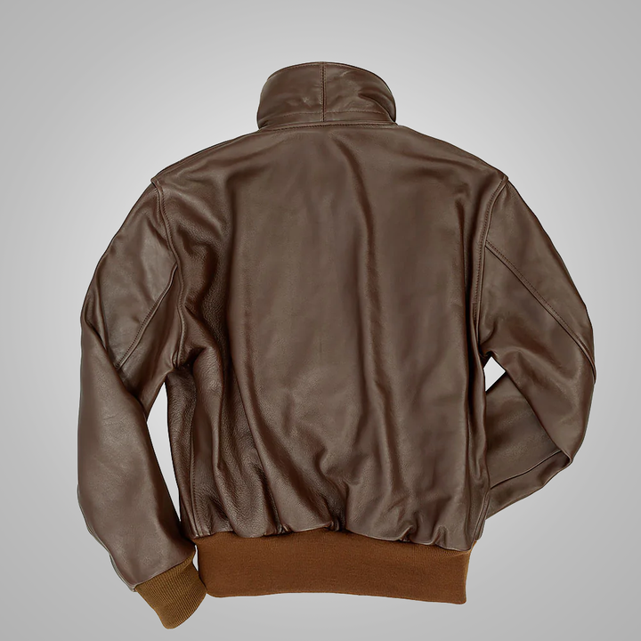 Brown Men Lambskin G-1 Flight Leather Jacket