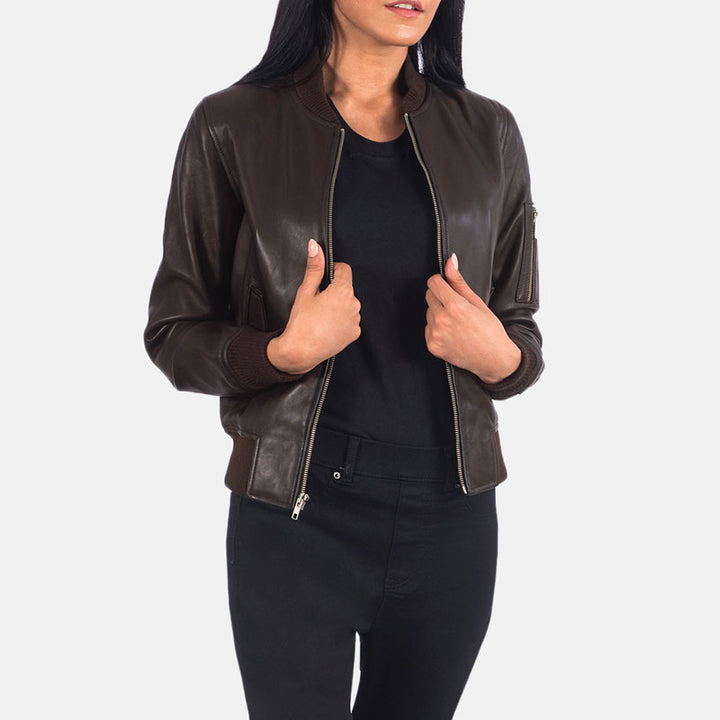 Buy Ava Ma-1 Brown Leather Bomber Jacket