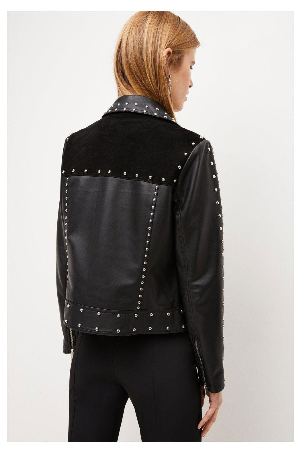 Women Black Spiked Studded Leather Jacket