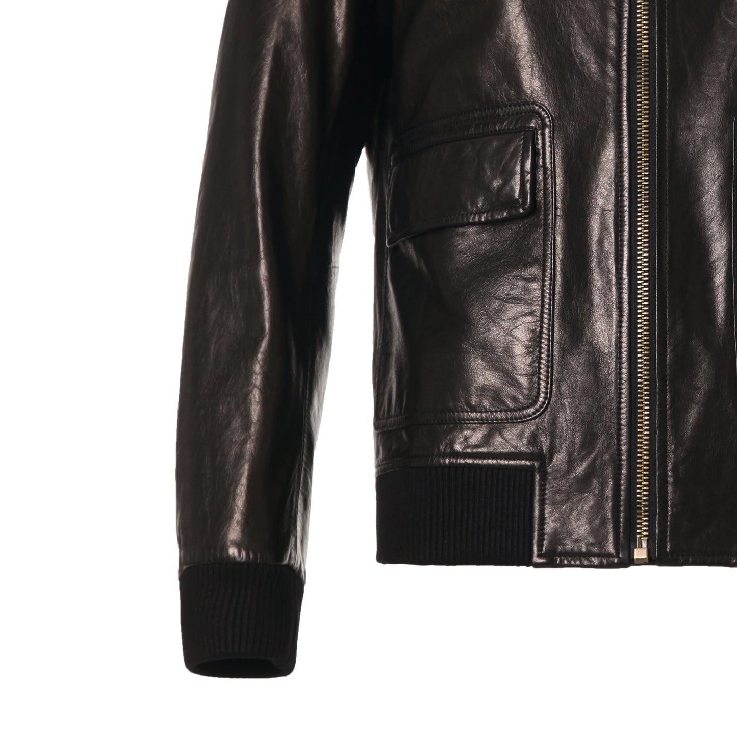 Black Goatskin Casual Moto Biker Jacket