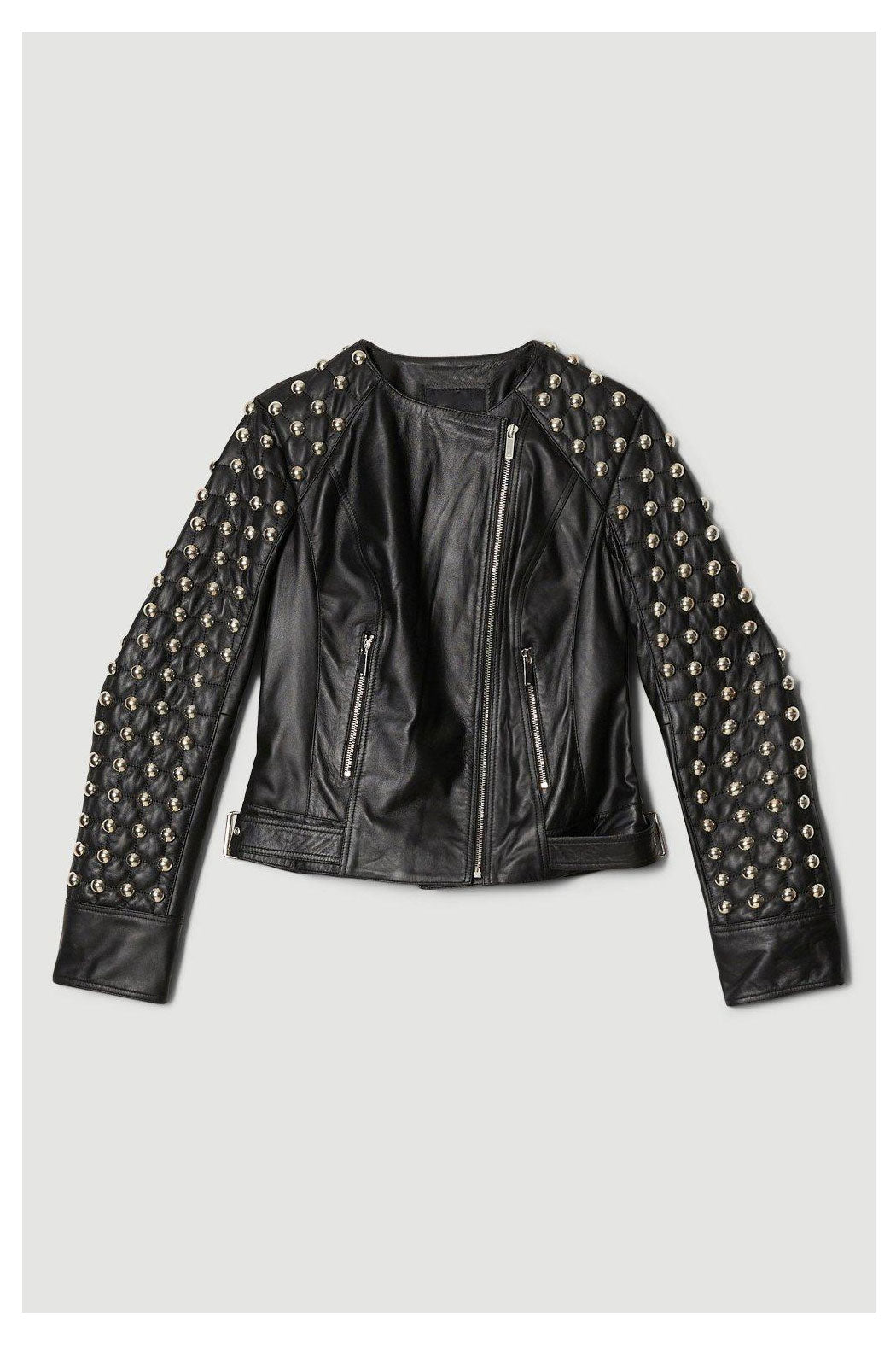 Buy Black Women Silver Spiked Studded Jacket