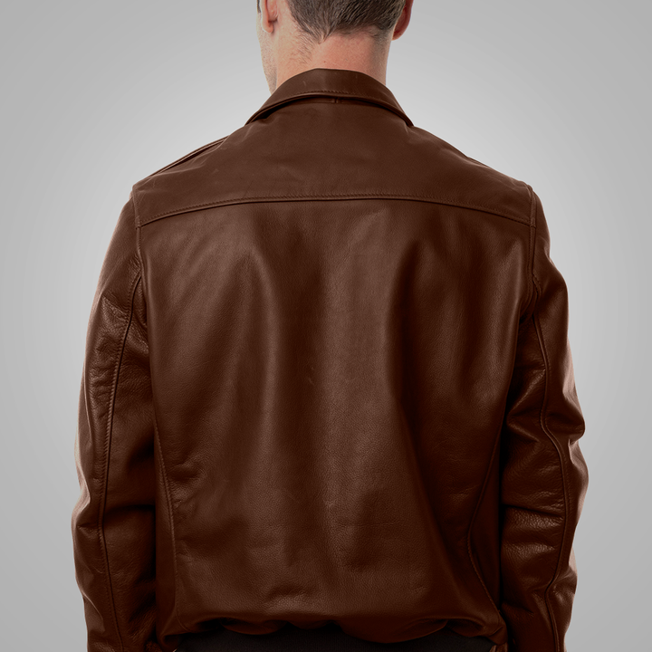 Brown Men Lambskin A-2 Flight Leather Jacket