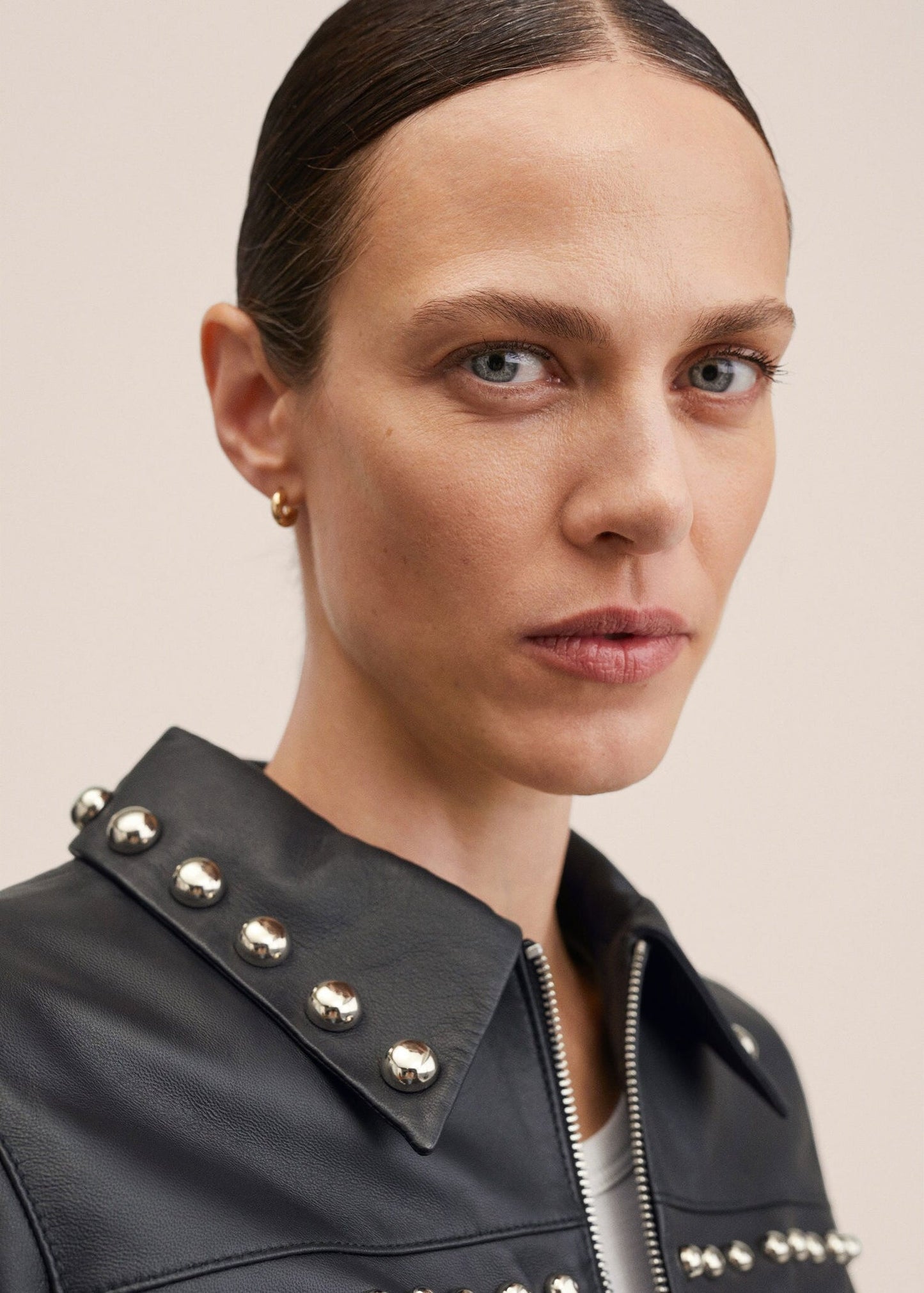 Black Women Spiked Studded Leather Jacket