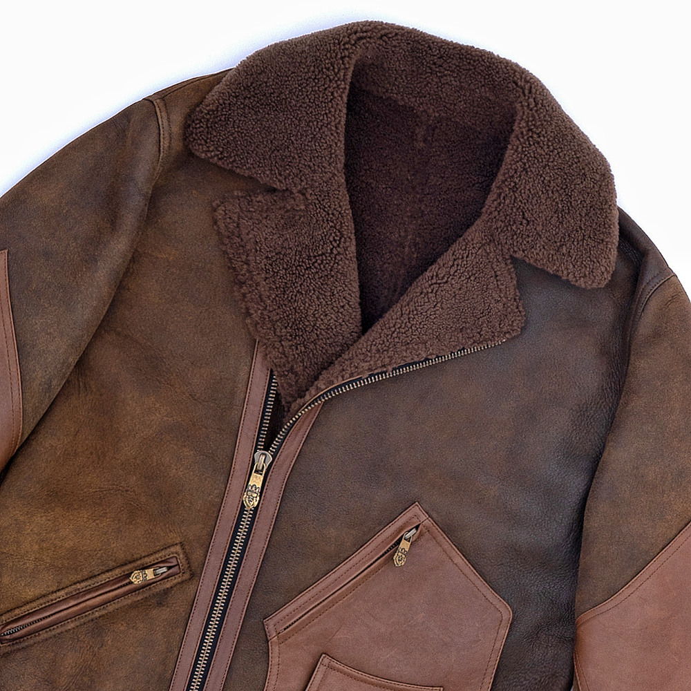 Brown lambskin shearling jacket - Add to Cart