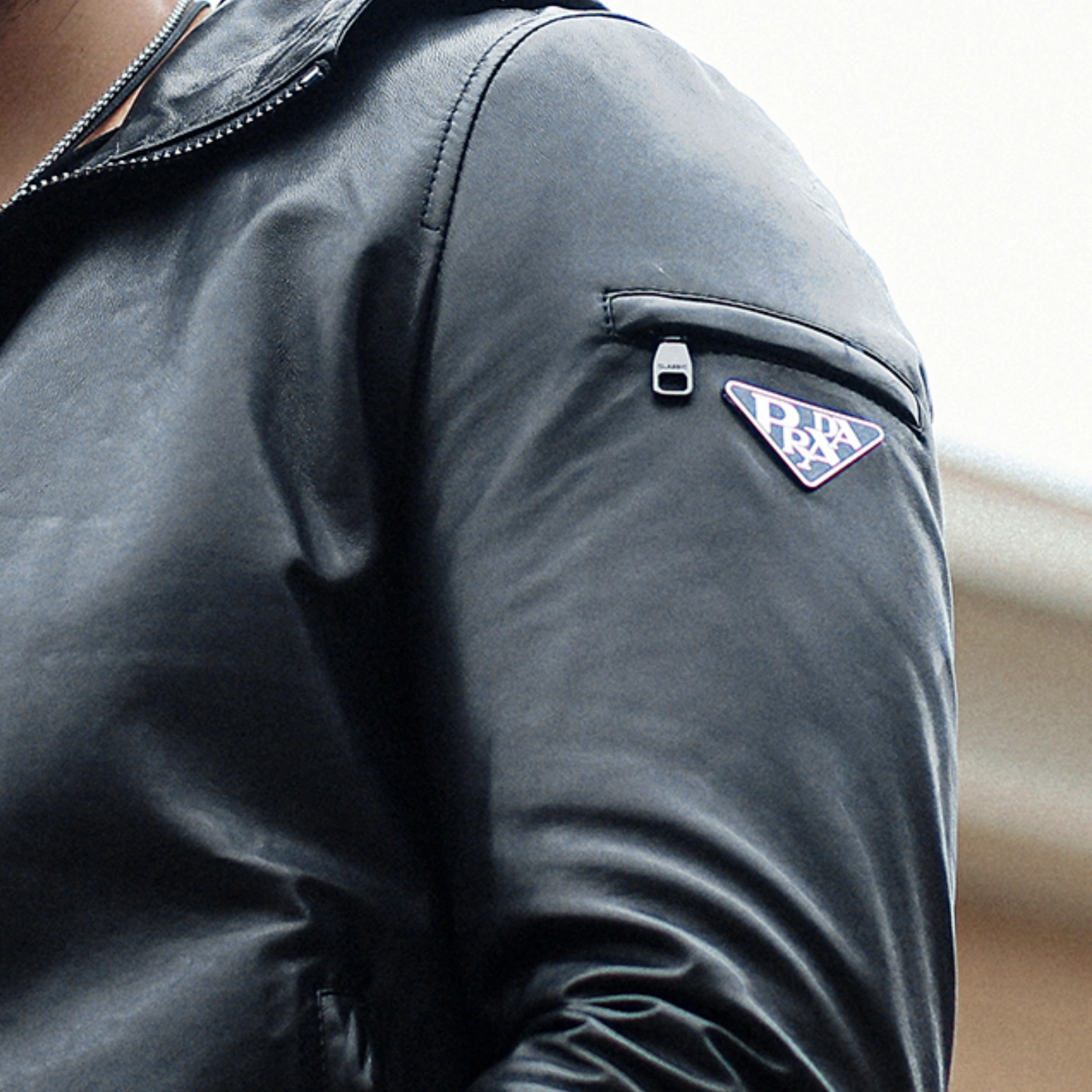 Black Hooded Leather Bomber Genuine Jacket