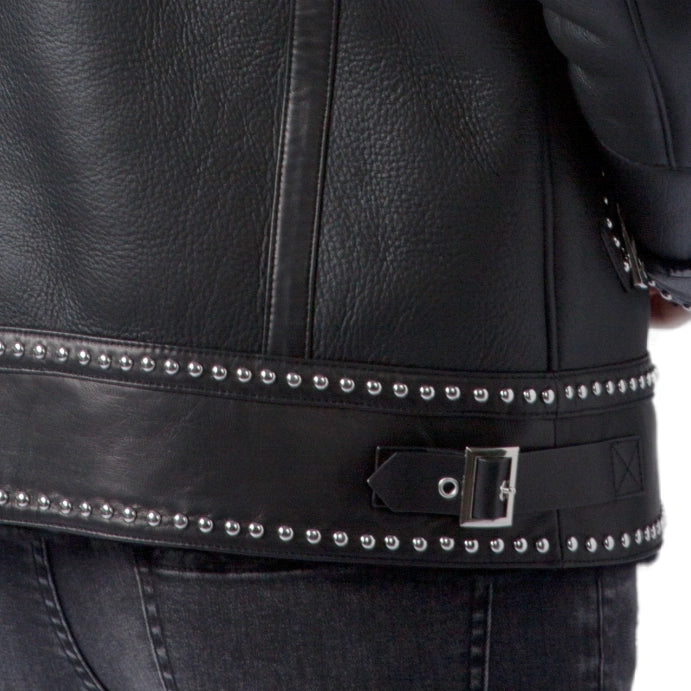 Black Rivet Punk Biker Jacket | Risk-Free