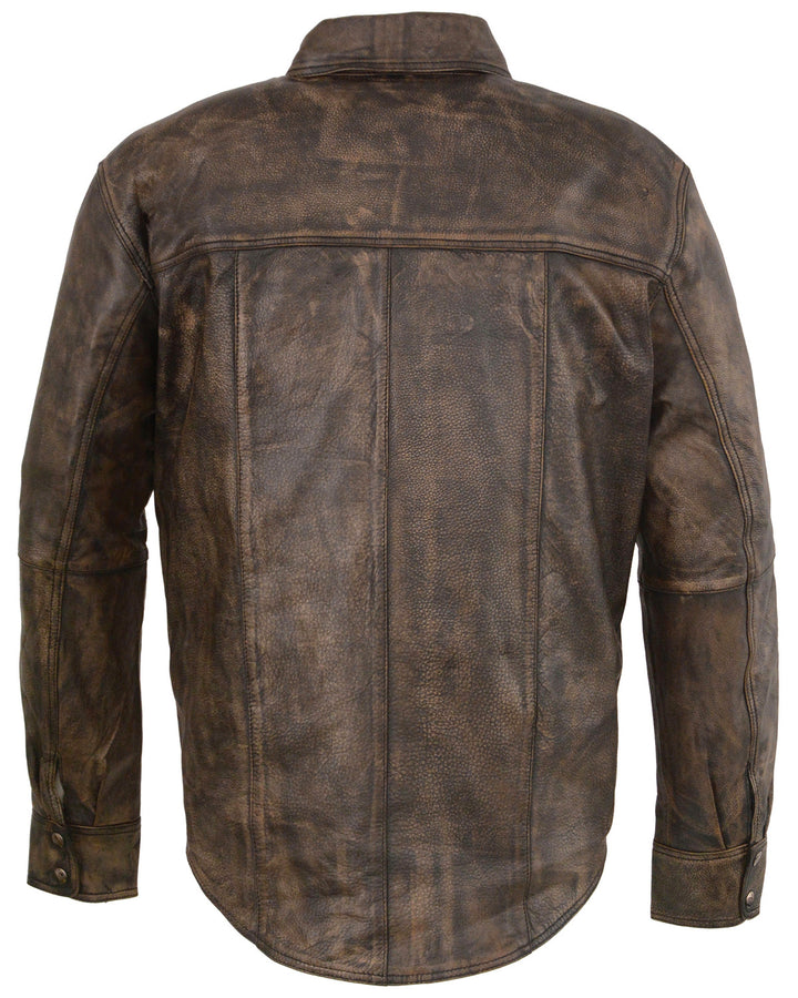 Men's Distressed Leather Shirt | Risk-Free