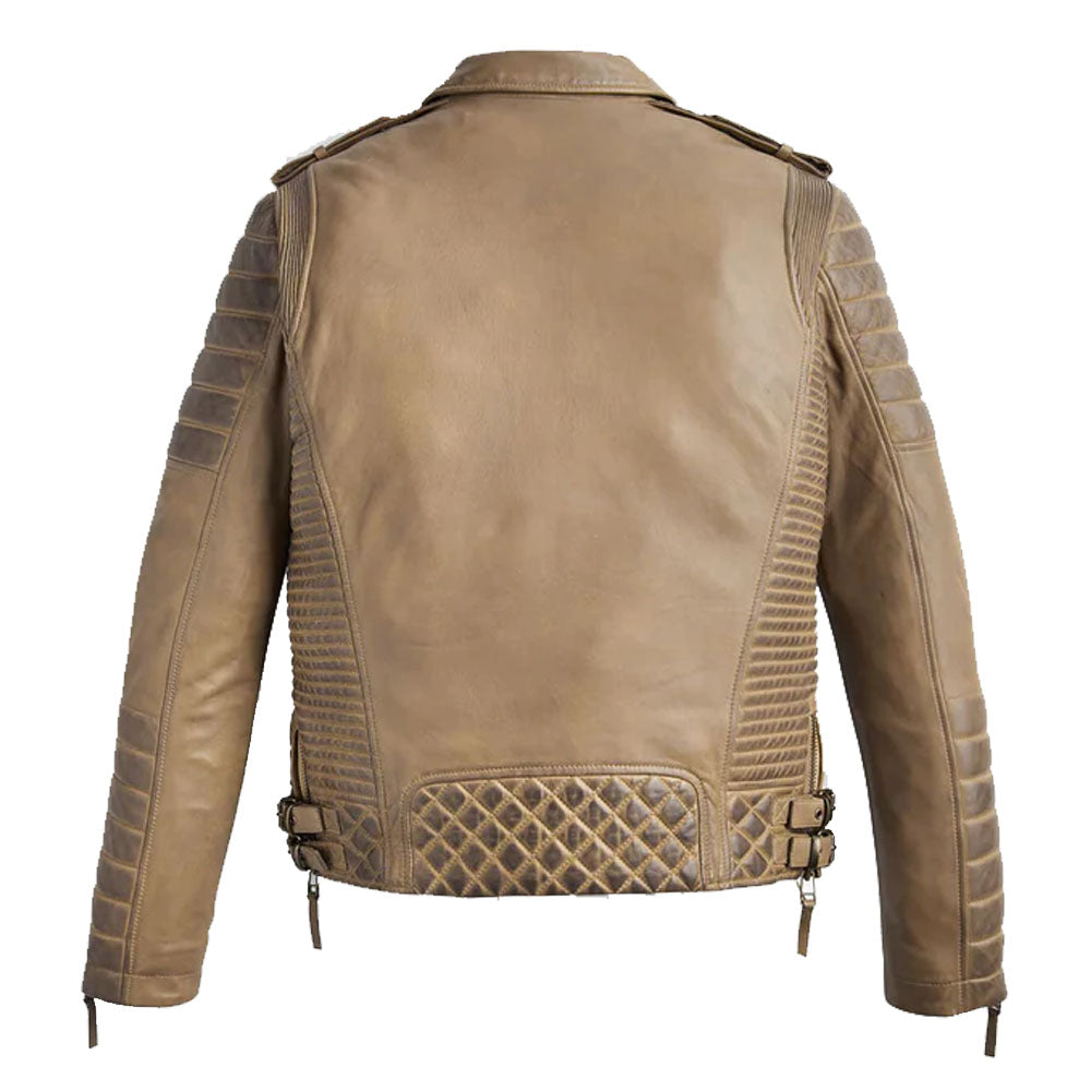 Buy Best Fashion Desert Brown Waxed Biker Leather Motorbike Jacket For Sale
