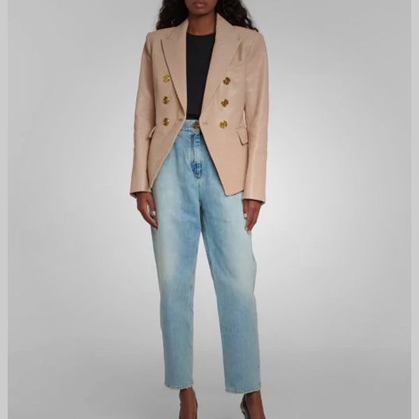 Buy Best Style New Hot Style Womens Natural Brown Nappa Leather Blazer