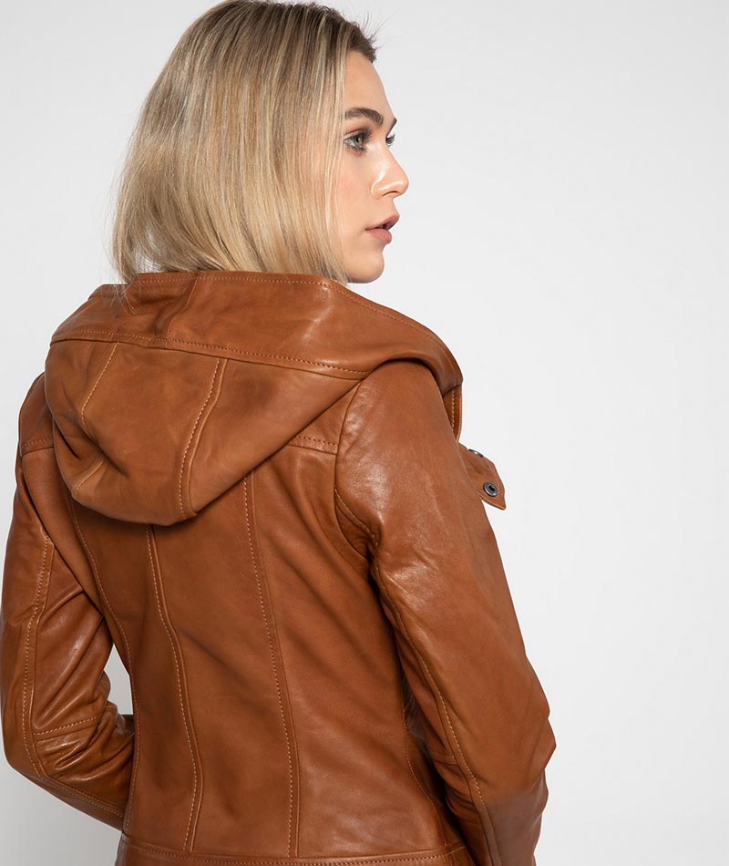 Cidra Brown Hooded Asymmetrical Zip Jacket