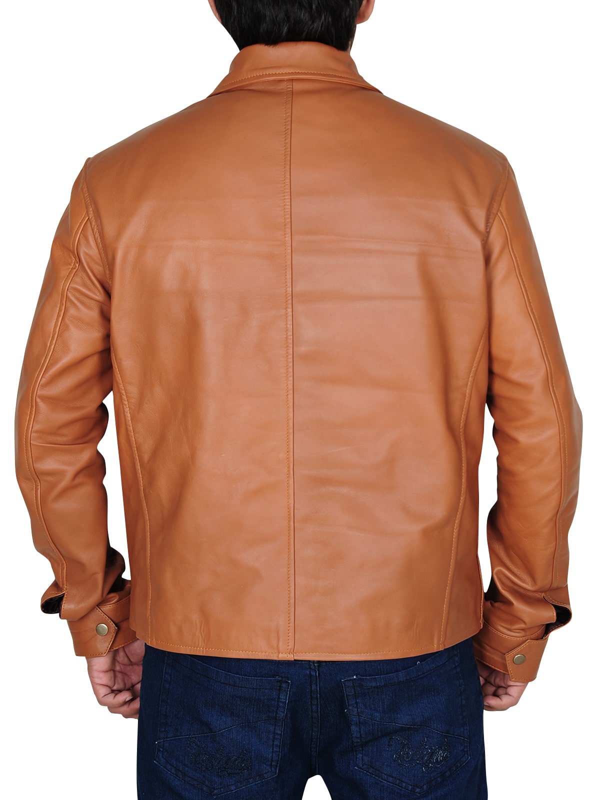 Brown Leather Jacket in Tawny