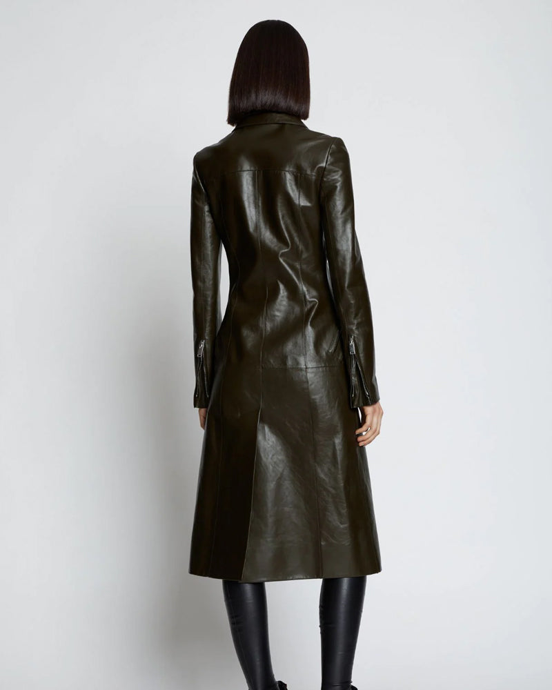 Buy Best Classic Fashion Crocodile Leather Open Back Trench Coat