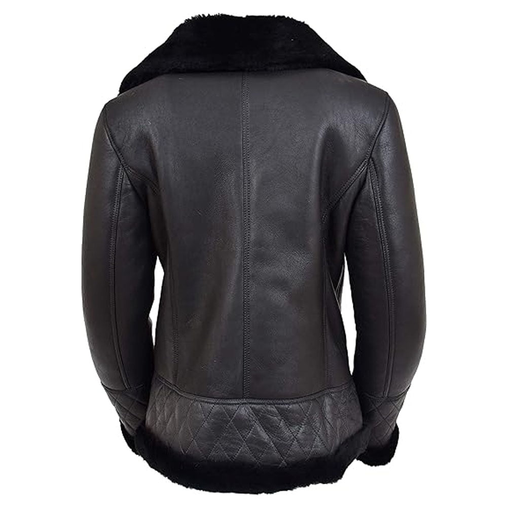 Buy Black Merino Shearling Aviator Coat