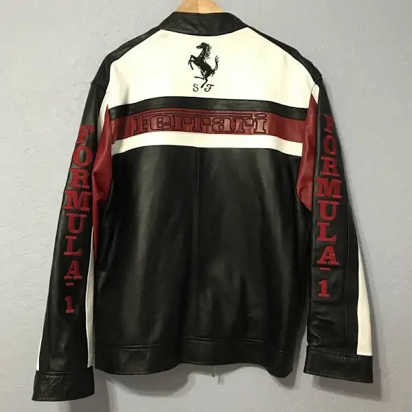 Ferrari Formula 1 Racing Streetwear Cowhide Leather Jacket