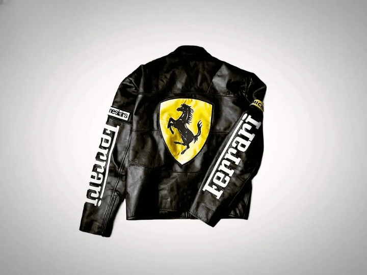 Ferrari Racing Black Biker Streetwear Leather Jacket