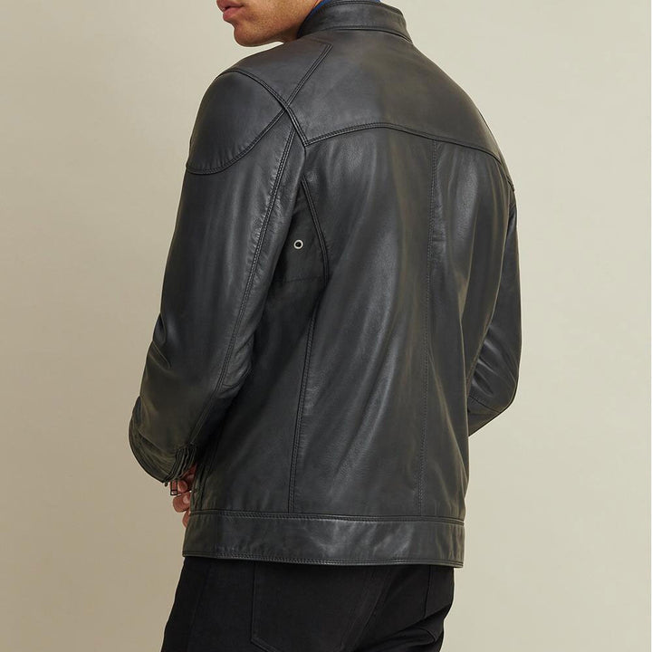 Best Style Fashion Men's Leather Biker Jacket with Shoulder Patches