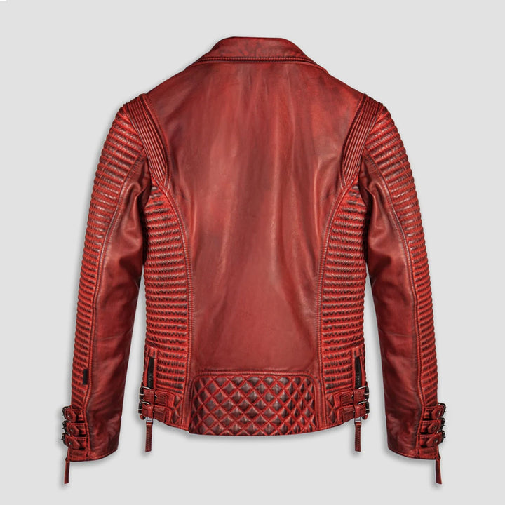 Buy Men RidingJackets MotoFashion Red Waxed Biker Leather Motorcycle Jacket