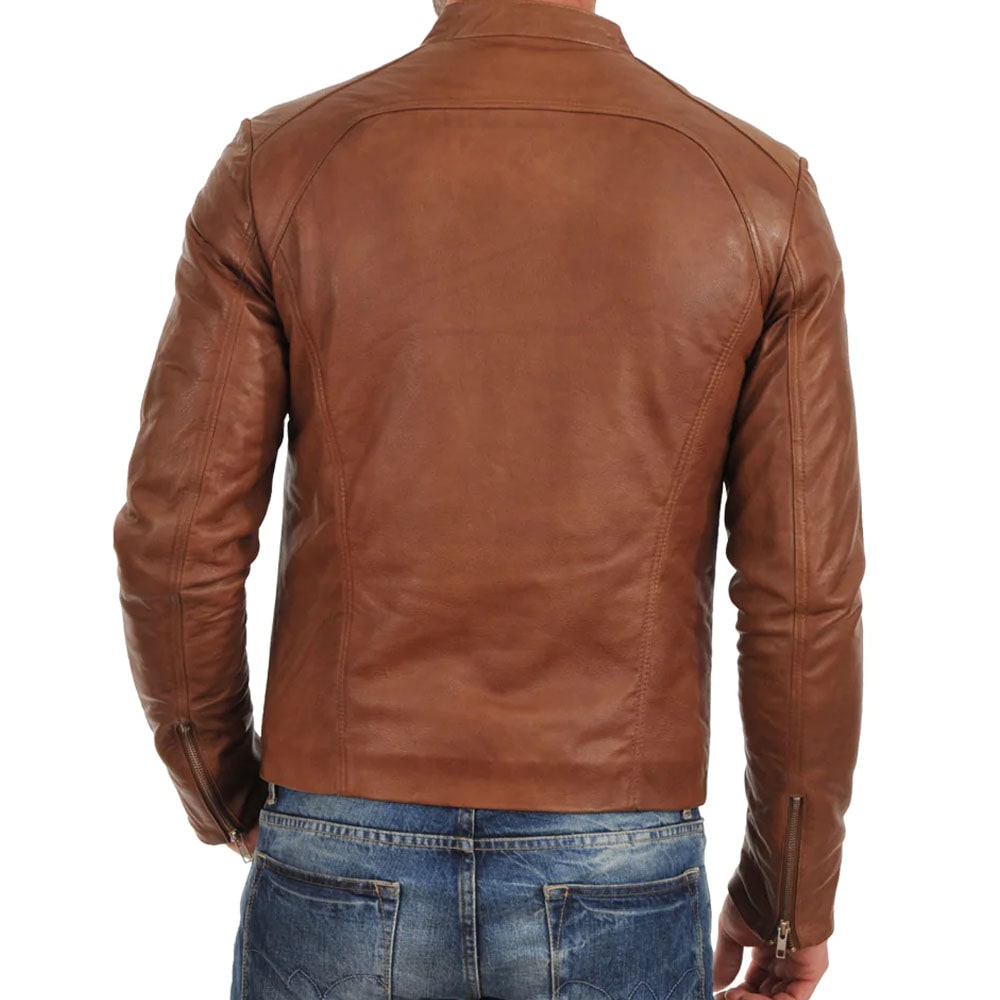 brown bomber leather jacket
