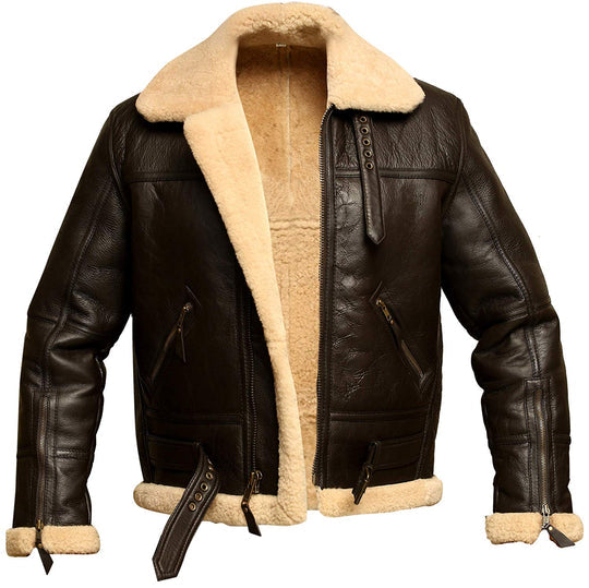 Men's Brown B3 RAF Aviator Shearling Jacket