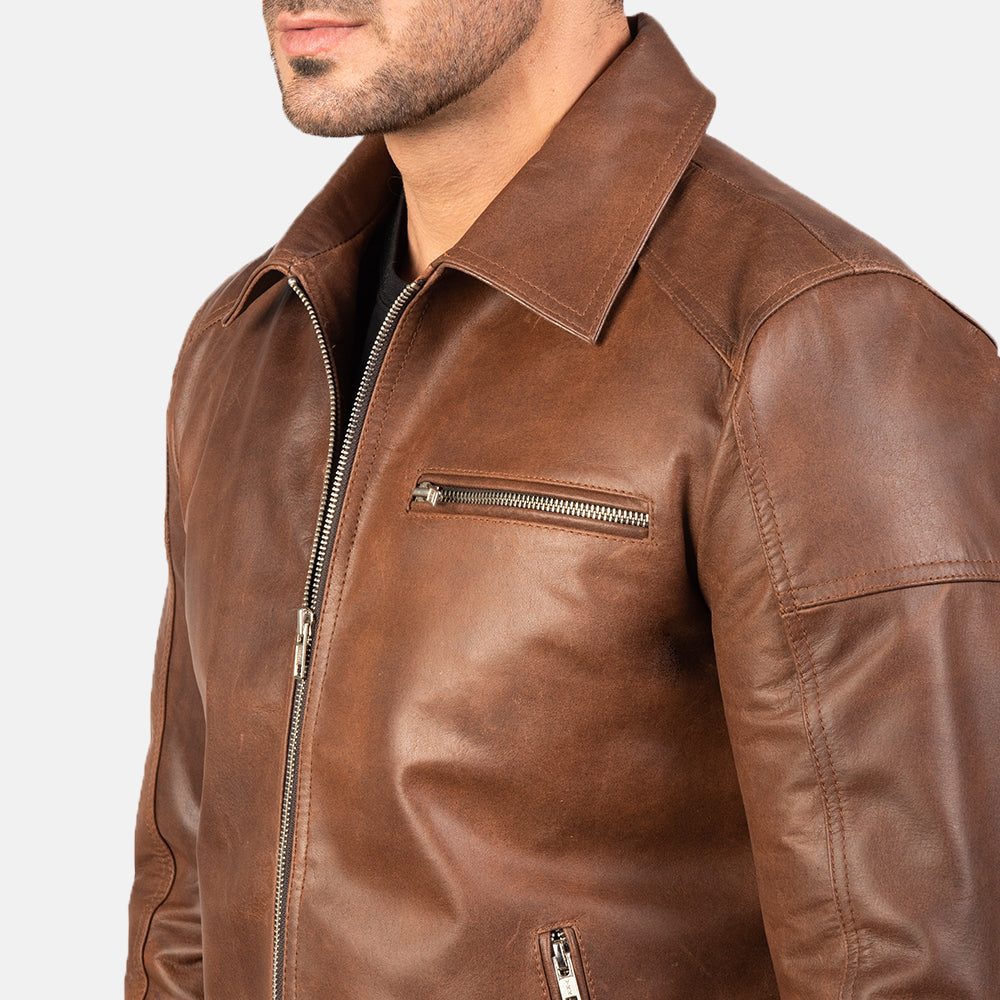 Buy Best Classic Looking Fashion Lavendard Brown Leather Biker Jacket