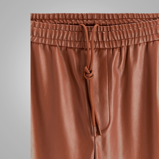 Mens Brown Leather Moto Real Sheep Skin Leather Biker pants