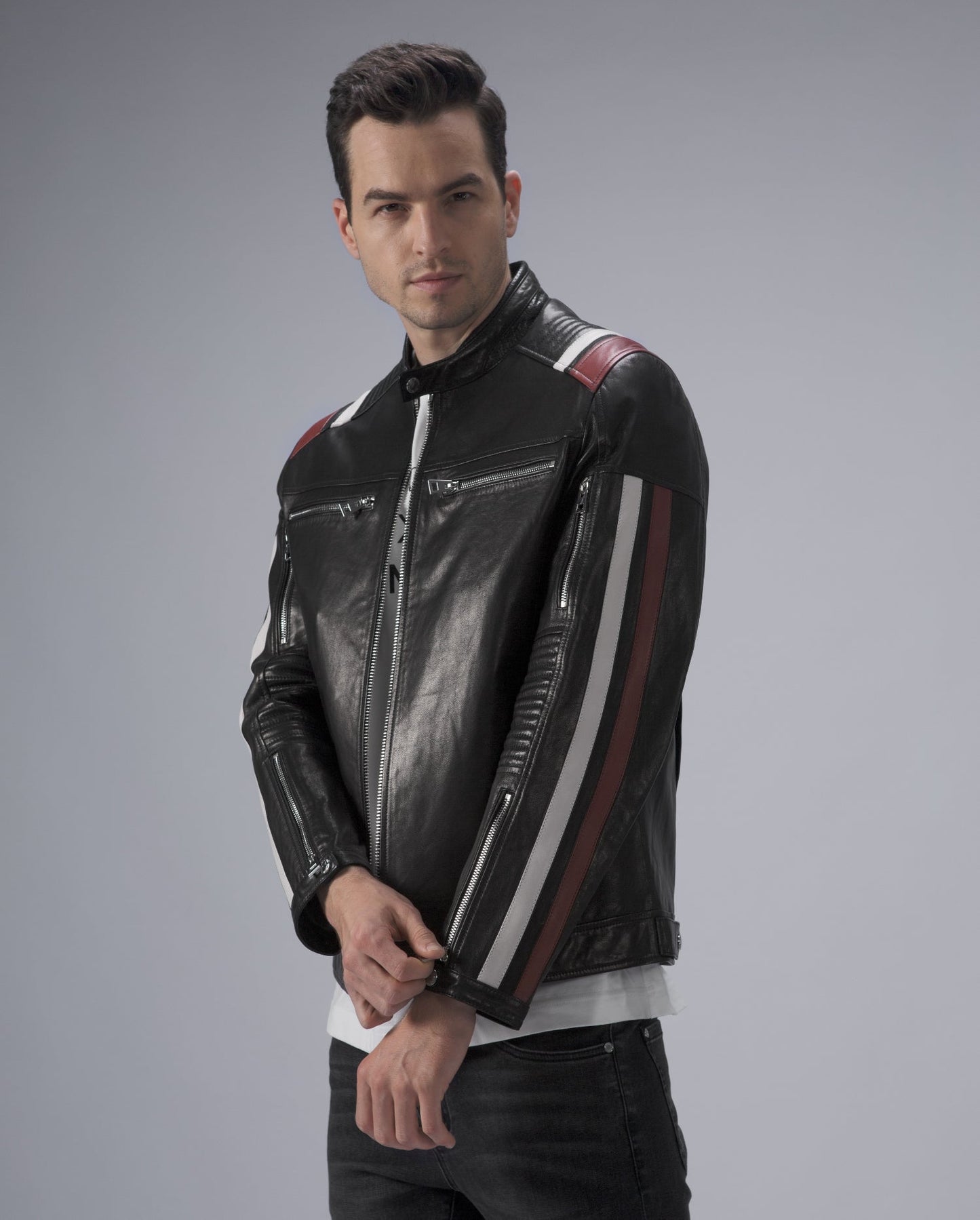 Men's Racer Jacket Black Motorcycle Jacket