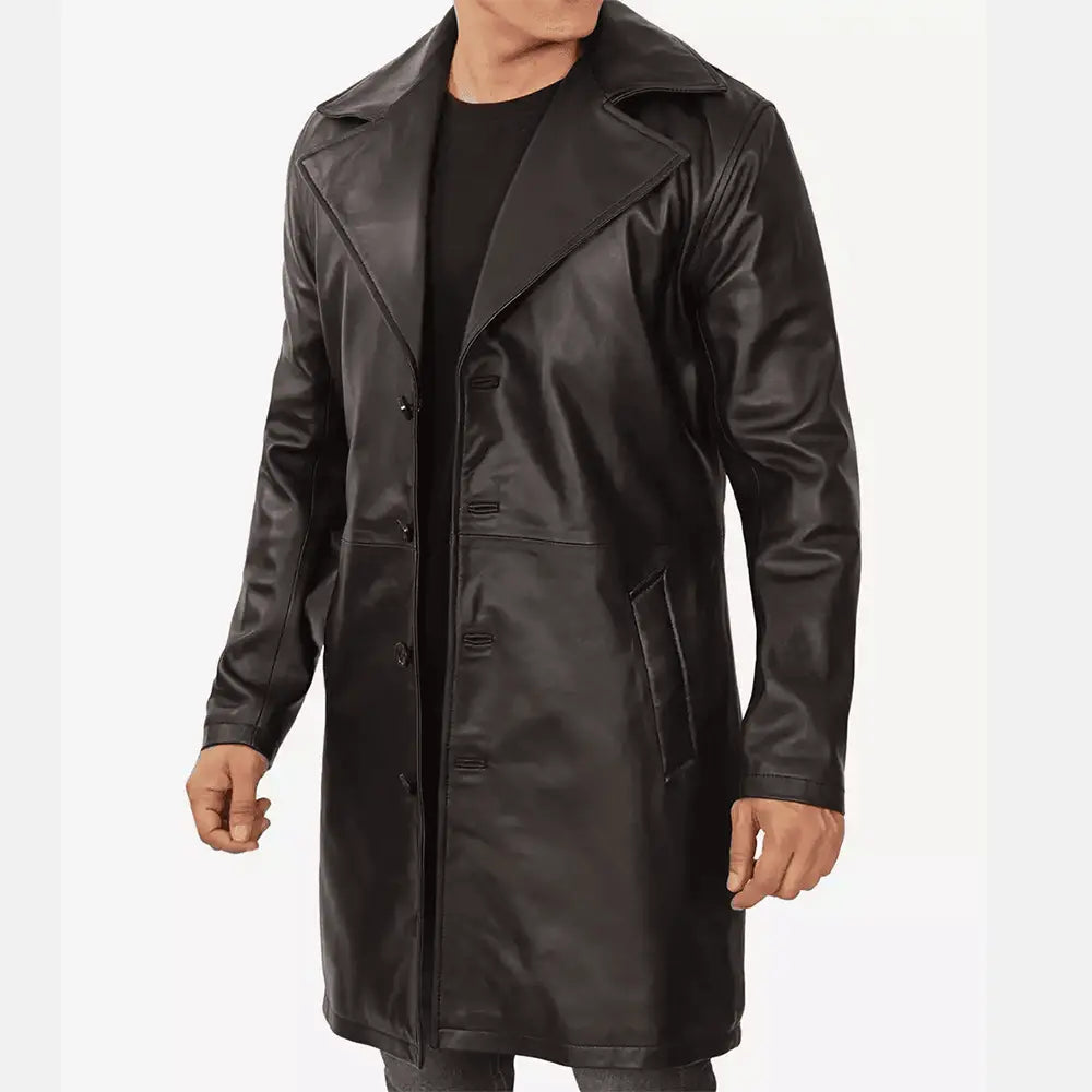 Trailblazer Premium Mens Leather Duster Coat