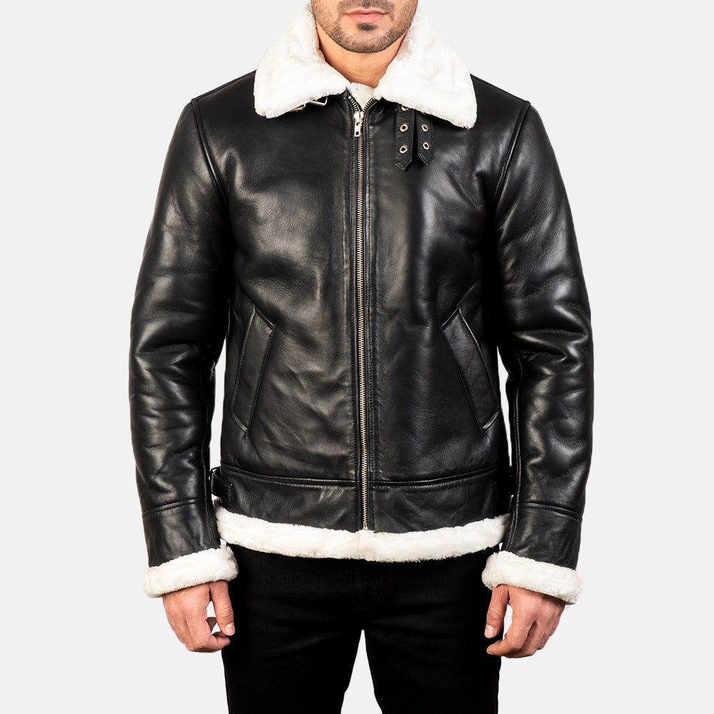 Francis B-3 White Leather Bomber Jacket