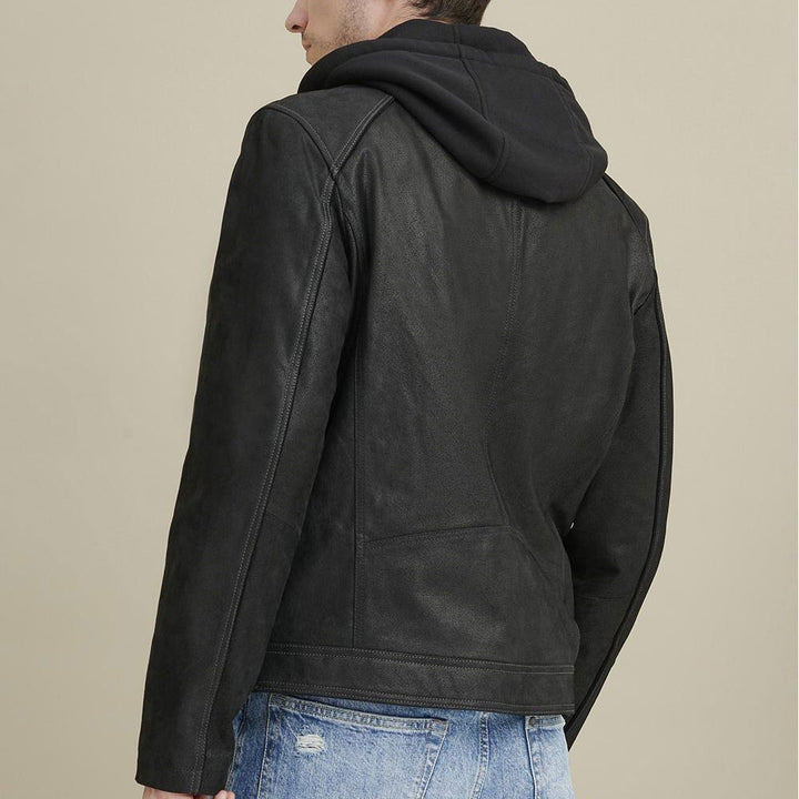 Purchase Best 100%High Quality Mens Black Vintage Hooded Leather Jacket