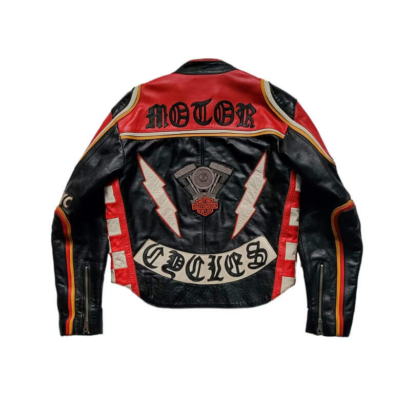 Vintage 90s Tout Terrain ”Harley Davidson And the Marlboro Man” Cafe Racer Leather Motorcycle Jacket