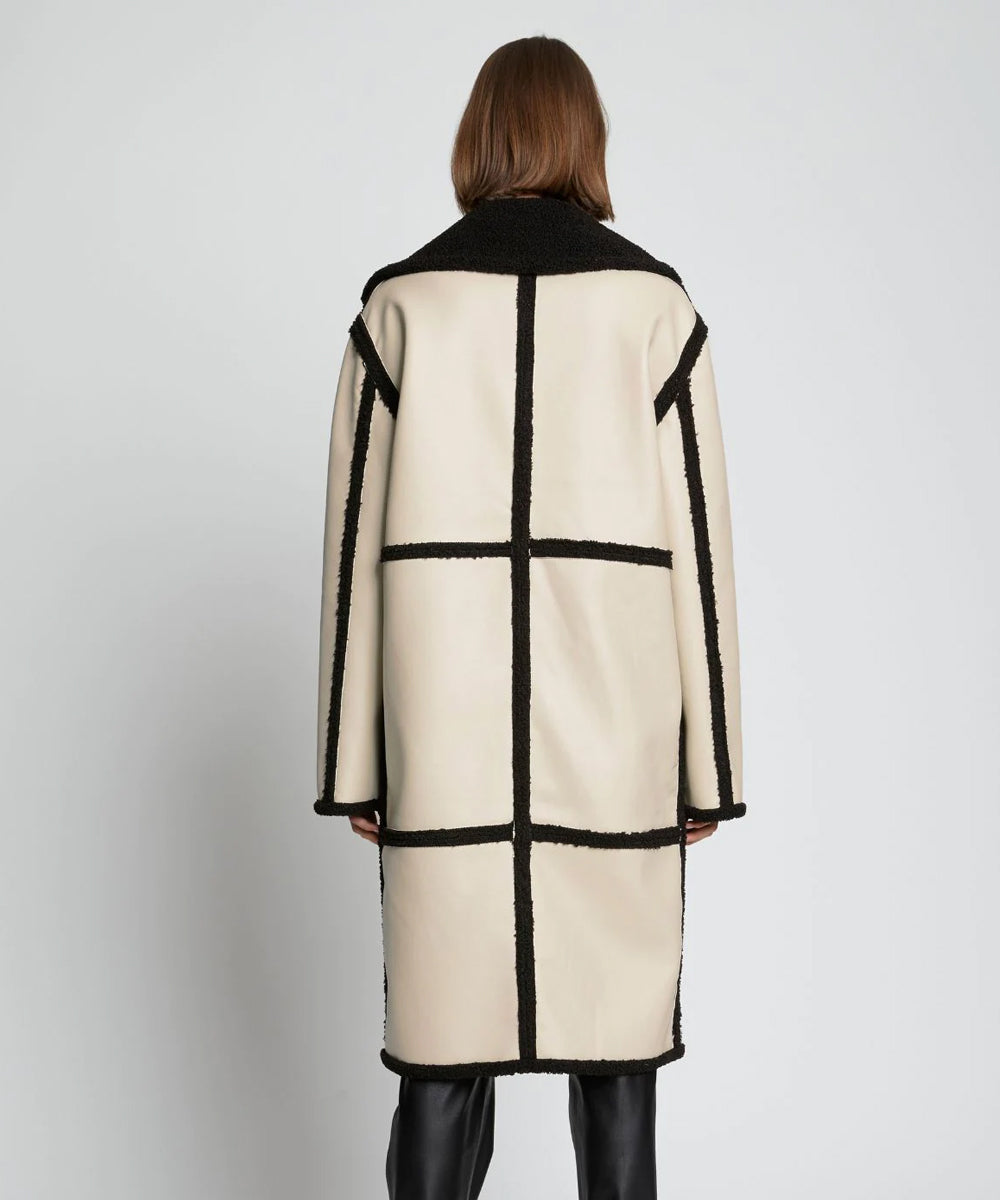 Women's Aviator Shearling Trench Long Coat