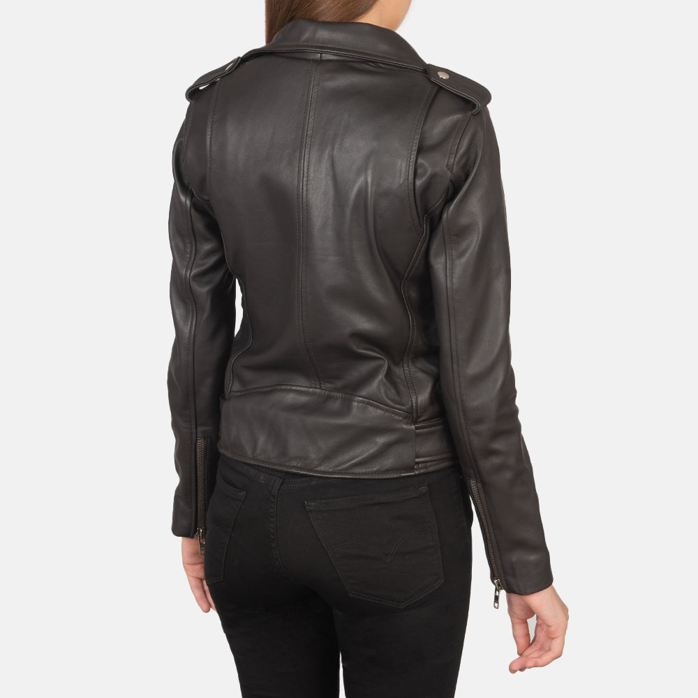 Alison Brown Leather Biker Jacket | Order Now