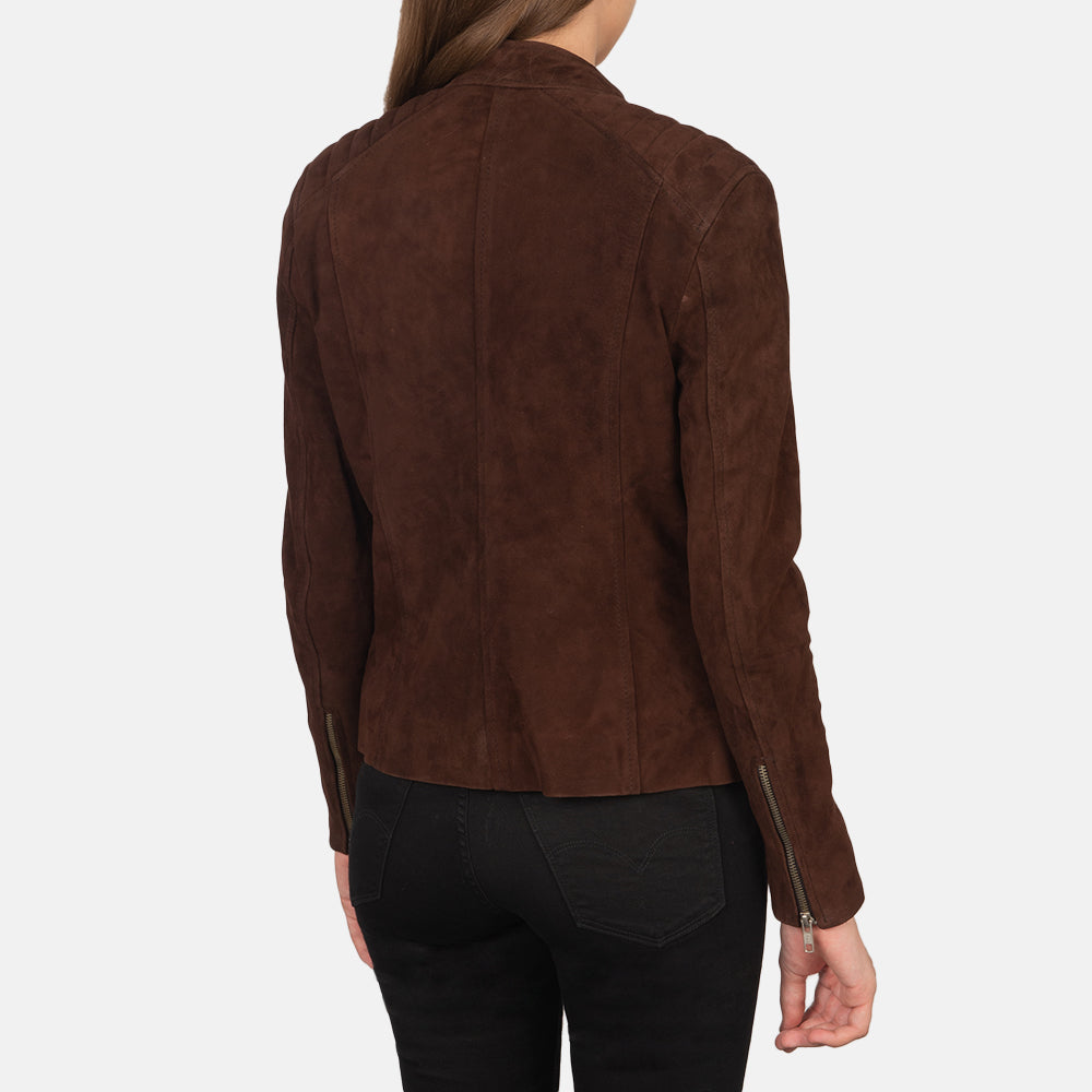 Kelsee Mocha Suede Biker Jacket - Order Now