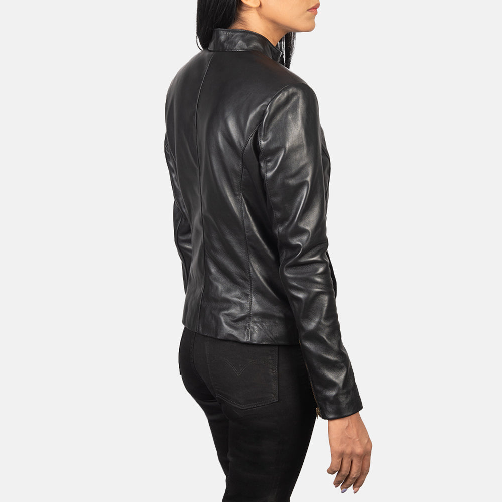 Buy Rumella Black Leather Biker Jacket | Sale