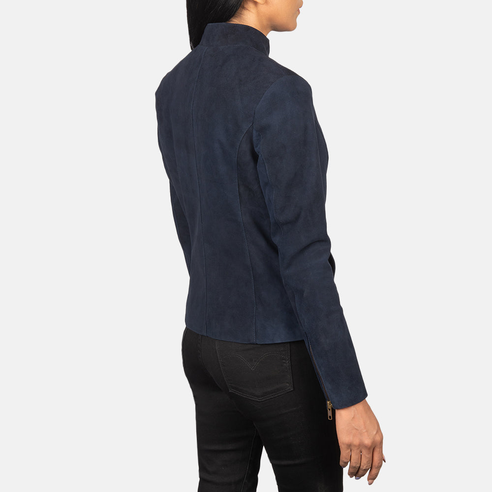 Rumella Blue Suede Biker Jacket - Order Now