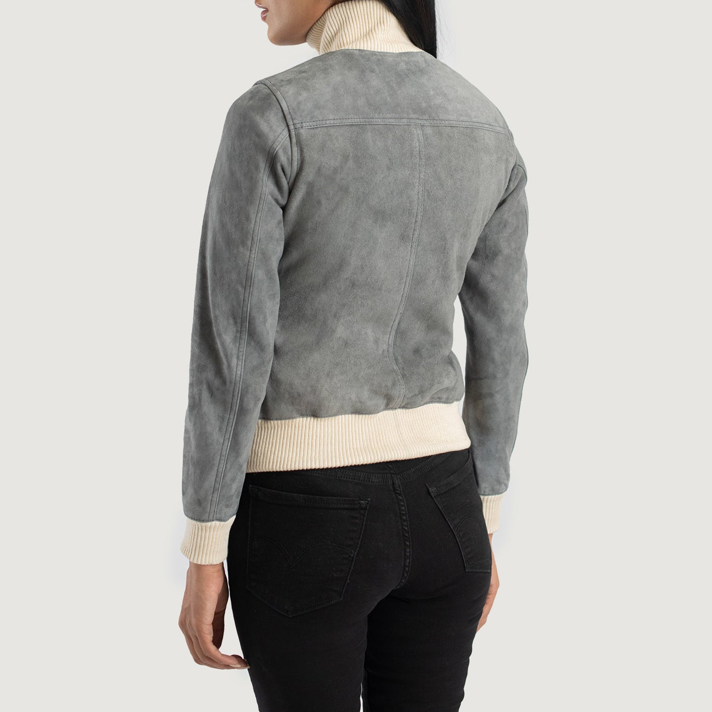 Sasha A1 Grey Suede Bomber Jacket - Shop Now