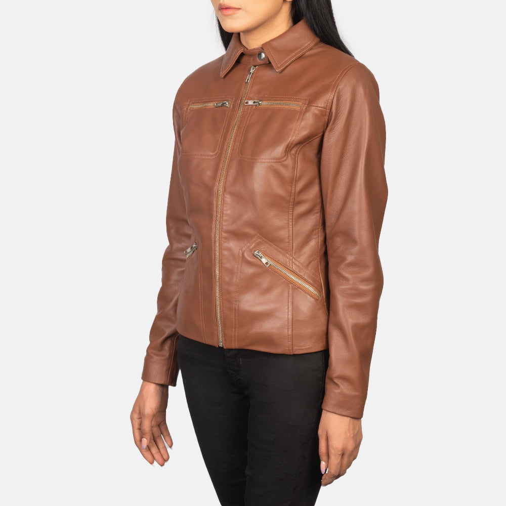 Buy Tomachi Brown Leather Jacket | Sale