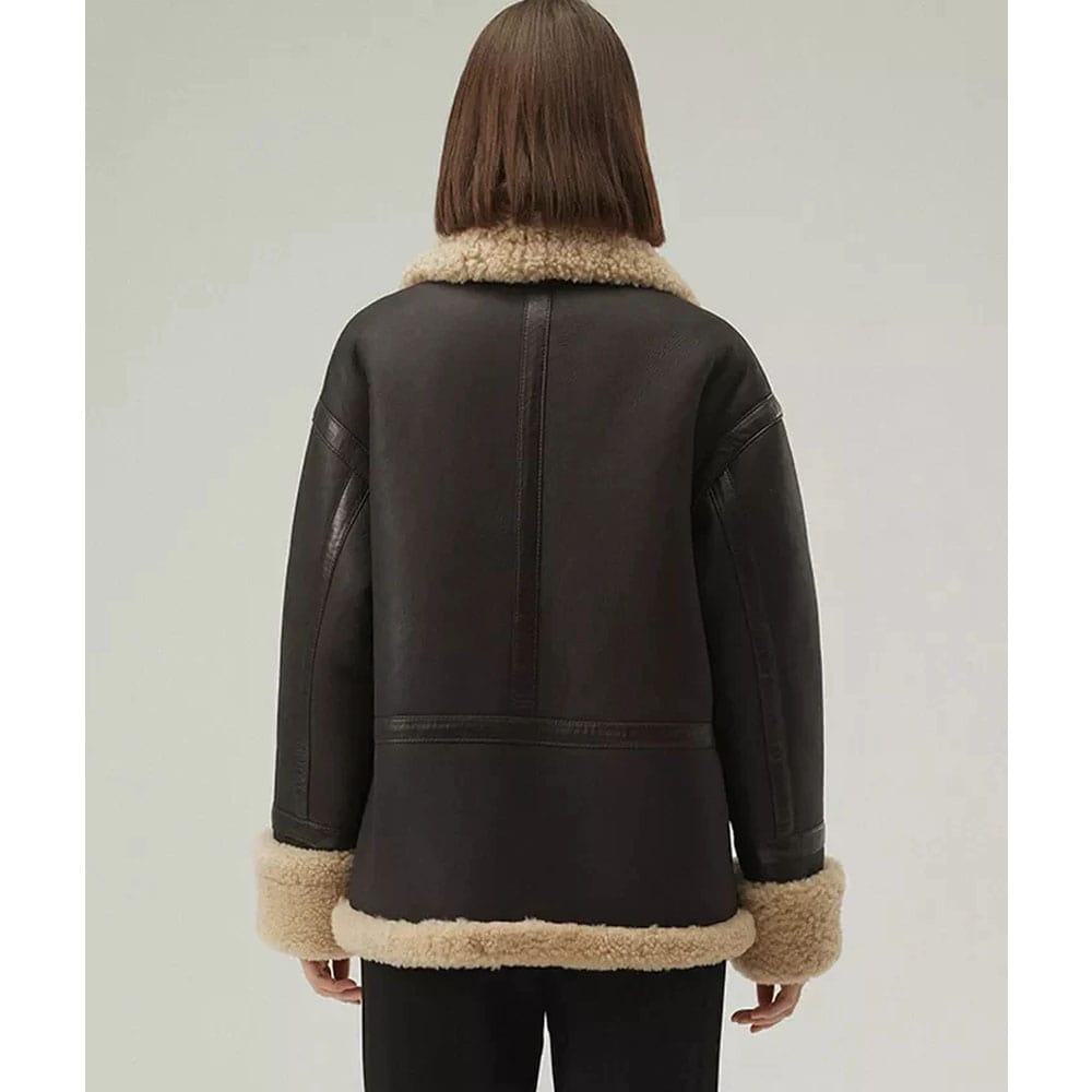 Buy Women’s Matte Black Shearling Fur Coat