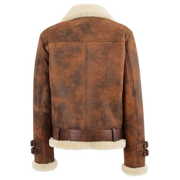 Womens Shearling Pilot Jacket Antique Brown