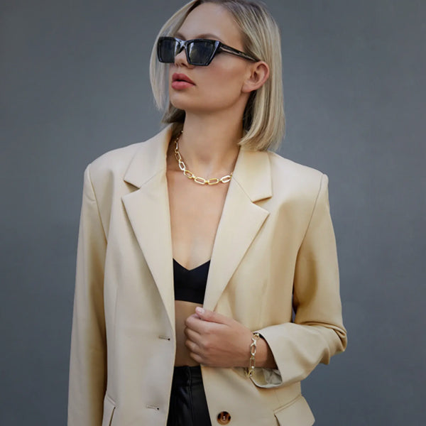 Womens Cream Goatskin Leather Blazer Coat Best Looking Hot New Year Sale