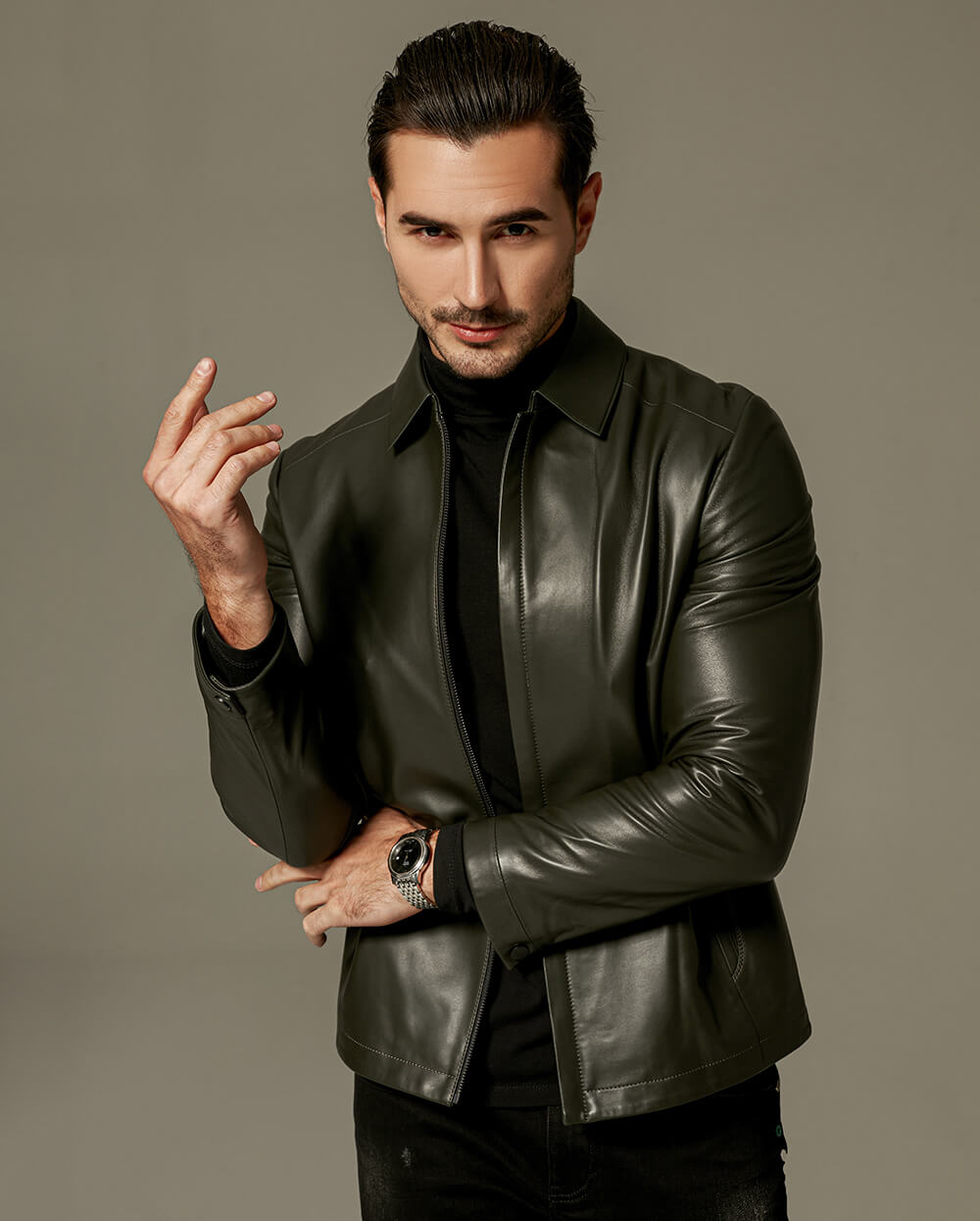 Palaleather Black Zipped Sheepskin Leather Jacket