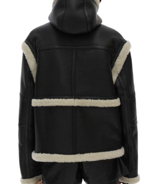 Helmut Women’s Black Hooded Shearling Jacket