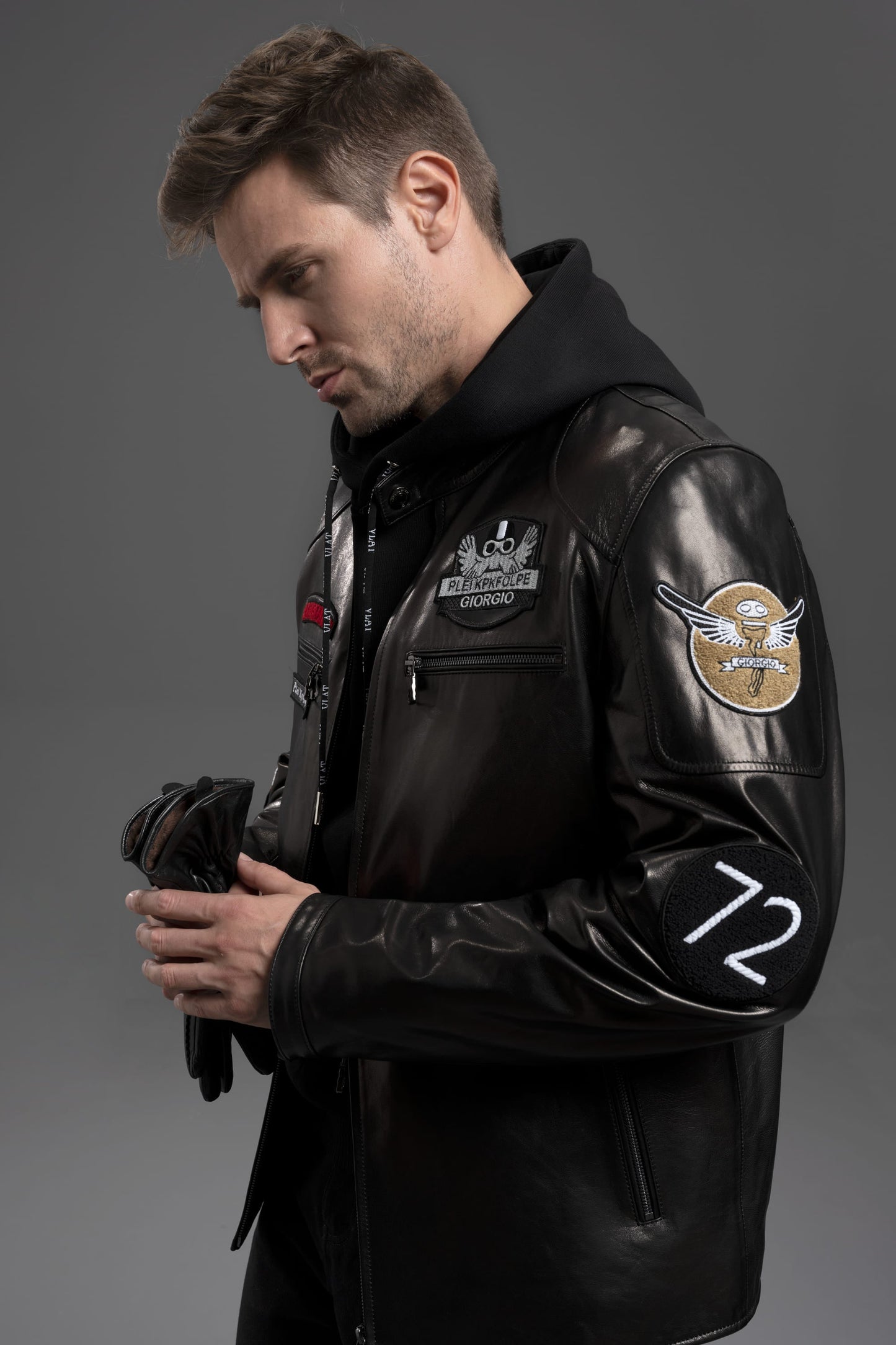 Men's Black Goatskin Leather Biker Jacket
