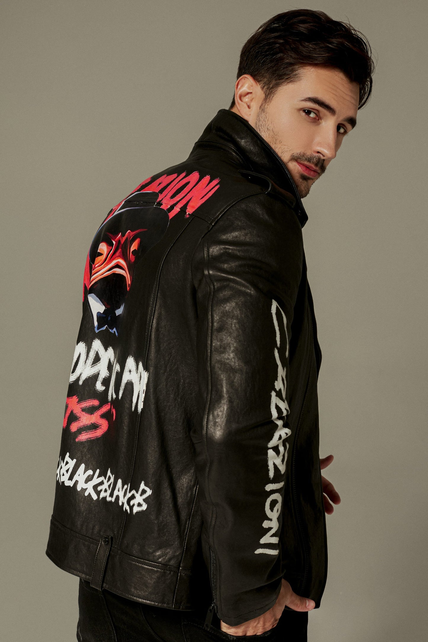 Black Gothic Leather Biker Jacket | Buy Now