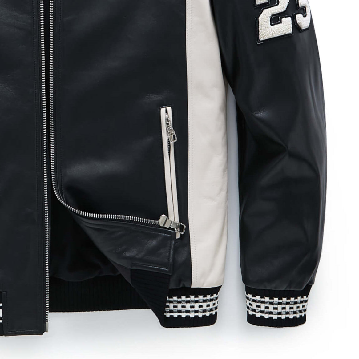 Black Leather Bomber Varsity Trucker Jacket