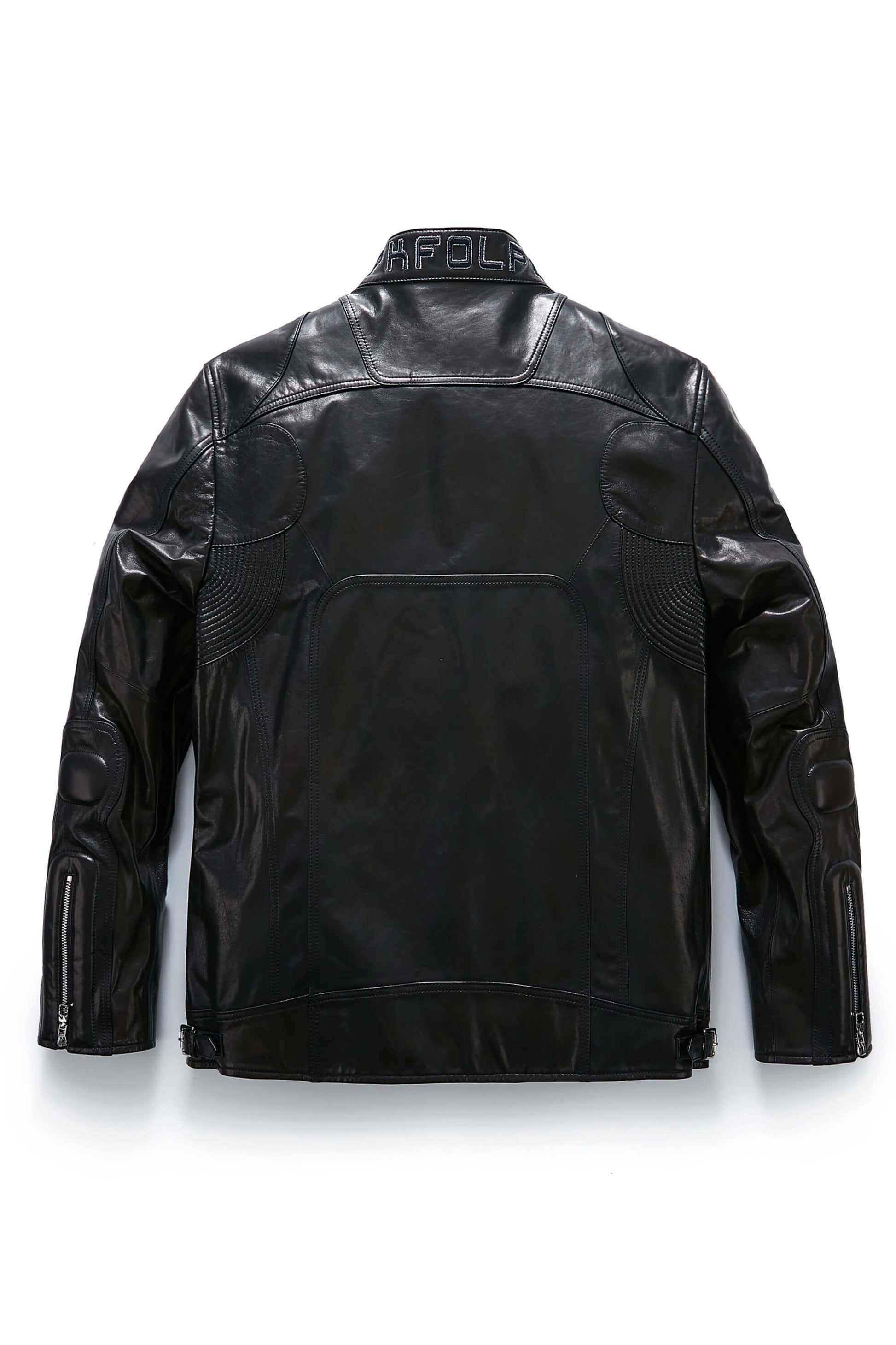 Black Embroidered Racer Leather Jacket