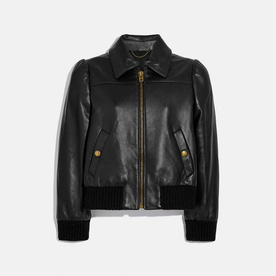 Buy Best Fashion Women Black Shearling Aviator Leather Bomber Jacket
