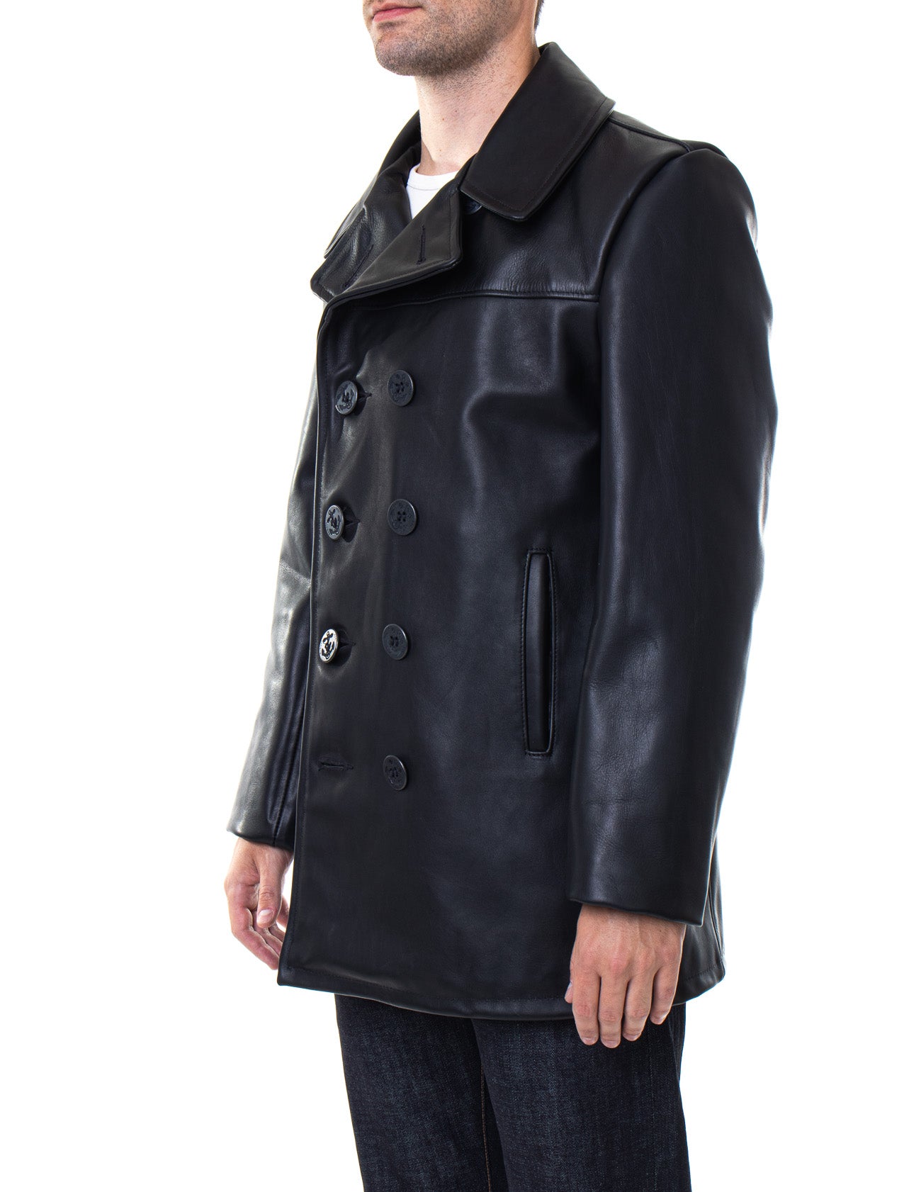 Leather Naval Pea Coat